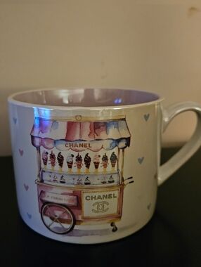 Chanel Ice Cream Cart Ceramic Mug - White with Pink Interior, NWOT
